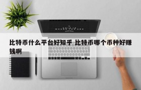 比特币什么平台好知乎 比特币哪个币种好赚钱啊