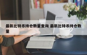 最新比特币持仓数量查询 最新比特币持仓数量